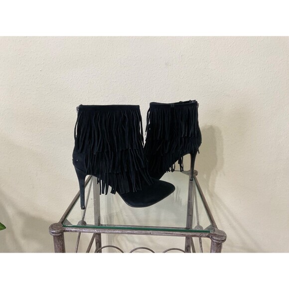 Steve Madden Shoes - Steve Madden Black Suede Fringe Stiletto Booties